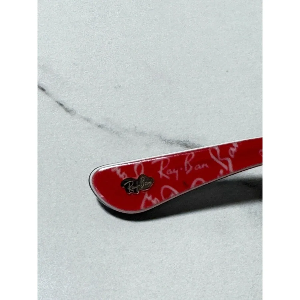 Ray-Ban RB 5206 2479 Black Red Logo Rectangular Eyeglasses Frame 52-18-140 AS IS